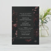 Invitation Floral Moody Bourgogne avec code QR (Debout devant)