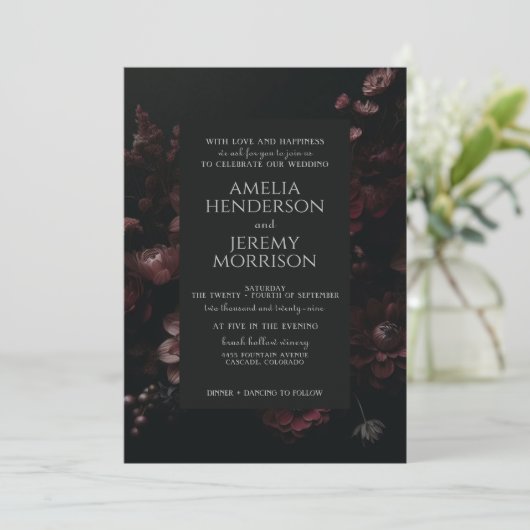 Invitation Floral Moody de Bourgogne (Debout devant)