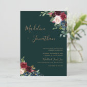 Invitation Floral Moody Emerald Green Jewel Mariage (Debout devant)