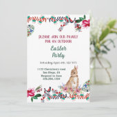 Invitation Floral Motif Oeuf Aquarelle Verdure Lapin de Pâque (Debout devant)