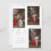 Invitation Floral Mountain Modern Wedding 3 Photos Save Date (Devant)