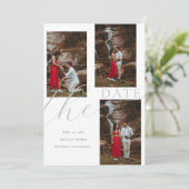 Invitation Floral Mountain Modern Wedding 3 Photos Save Date (Debout devant)