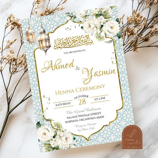 Invitation Floral musulman Mariage de henné