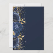 Invitation Floral Navy Blue Gold Parties scintillant Mariage (Dos)