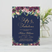 Invitation Floral Navy Cinquante et fabuleux 50e anniversaire (Debout devant)