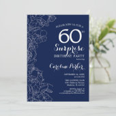 Invitation Floral Navy White Surprise 60e anniversaire (Debout devant)