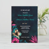 Invitation Floral Neon Botanique Mariage tropical (Debout devant)