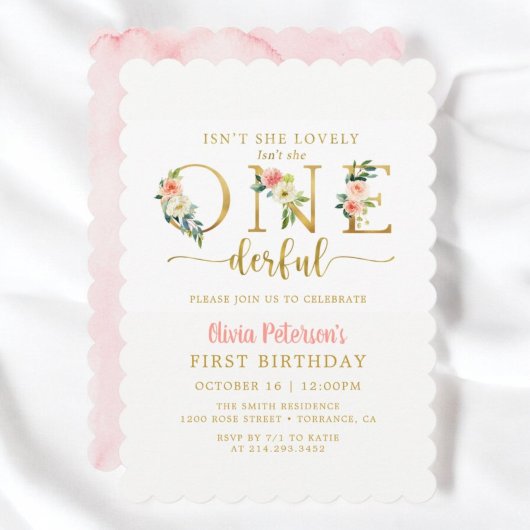 Invitation Floral n'est-elle pas adorable 1er anniversaire