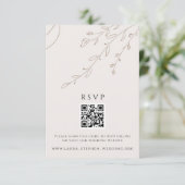Invitation Floral Neutral RSVP Online QR Code Mariage site (Debout devant)