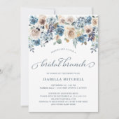 Invitation Floral neutre et bleu | Brunch nuptial (Devant)