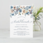 Invitation Floral neutre et bleu | Brunch nuptial (Debout devant)