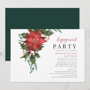 Invitation Floral Noël Fiançailles Élégante fête