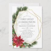 Invitation Floral Noël Géométrique Première Communion Sainte (Devant)
