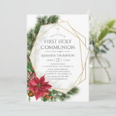 Invitation Floral Noël Géométrique Première Communion Sainte (Debout devant)