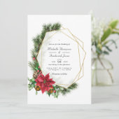 Invitation Floral Noël géométrique QR Code RSVP Mariage (Debout devant)