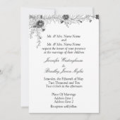 Invitation Floral noir blanc (Devant)