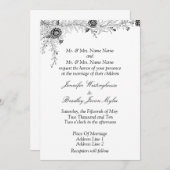 Invitation Floral noir blanc (Devant / Derrière)