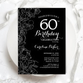 Invitation Floral noir blanc 60e anniversaire