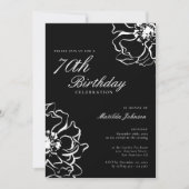 Invitation Floral noir et blanc 70e anniversaire (Devant)