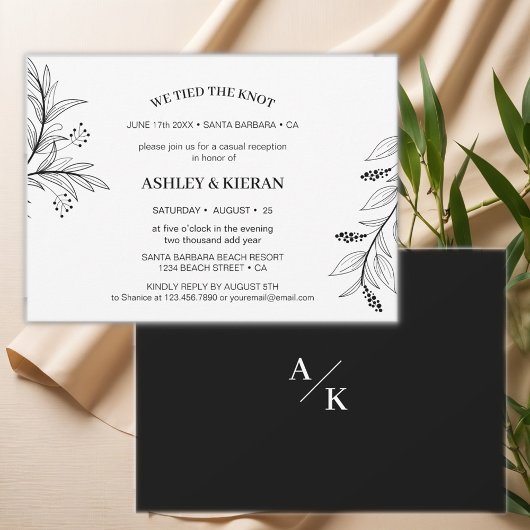 Invitation Floral noir et blanc Nous avons lié la réception d