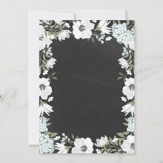 Invitation Floral noir et blanc rustique | Brunch nuptial (Dos)