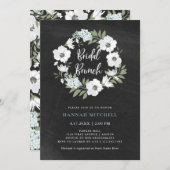 Invitation Floral noir et blanc rustique | Brunch nuptial (Devant / Derrière)