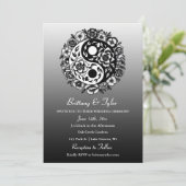 Invitation Floral noir et blanc Yin Yang Mariage (Debout devant)