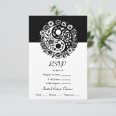 Invitation Floral noir et blanc Yin Yang Mariage RSVP (Debout devant)