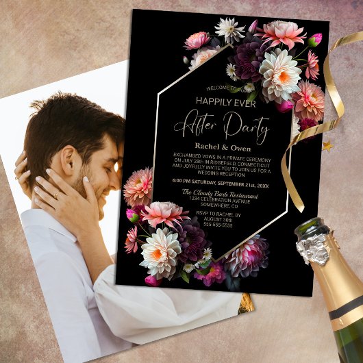 Invitation Floral Noir Heureusement Jamais Après La Réception