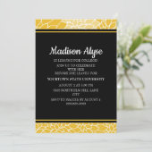 Invitation Floral noir jaune allant à l'Invitation de la fête (Debout devant)