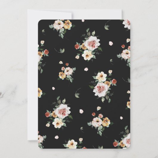 Invitation Floral noir Mariage (Dos)