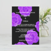 Invitation Floral noir violet moderne Mariage Boho élégant (Debout devant)
