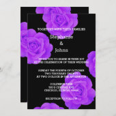 Invitation Floral noir violet moderne Mariage Boho élégant (Devant / Derrière)