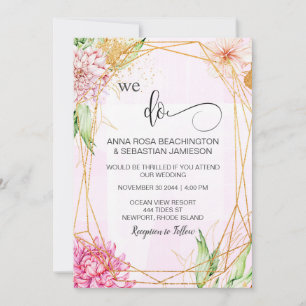 Invitation *~* Floral NOUS FAISONS Géométrique RSVP AR15 QR M