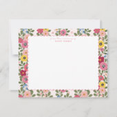 Invitation Floral Nursery Hand Drawn Scallop Border Note Card (Devant)