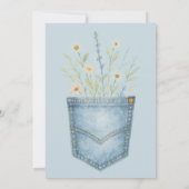 Invitation Floral occidental Denim Boy Baby shower Blue Jean (Dos)