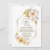 Invitation Floral or blanc Mariage géométrique après la fête (Devant)