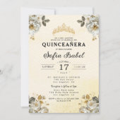 Invitation Floral Or blanc princesse Quinceanera (Devant)