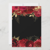 Invitation Floral or et rouge 60e anniversaire Noir et blanc (Dos)