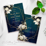 Invitation Floral or géométrique Emerald Mariage vert<br><div class="desc">Immergez-vous dans l'élégance complexe de notre Faire-part de mariage vert émeraude géométrique Floral sur mesure, un mélange exceptionnel d'artisanat et de créativité conçu avec amour par Mylini Design. Ces invitations sur mesure dégagent un charme intemporel imprégné d'un écrin vert émeraude, orné de motifs géométriques dorés et d'arrangements floraux vibrants. Parfait...</div>