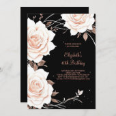 Invitation Floral or rose Custom 40e anniversaire (Devant / Derrière)
