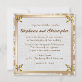 Invitation Floral or rose et Mariage lin (Devant)
