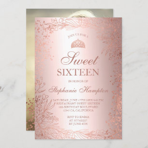 Invitation Floral or Rose métal Tiara chic Sweet 16