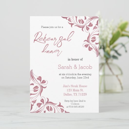 Invitation Floral or Rose moderne (Debout devant)