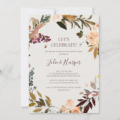 Invitation Floral Orange Bourgogne | Beige Fêtons (Devant)