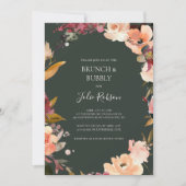 Invitation Floral Orange Bourgogne | Brunch vert et bulle (Devant)