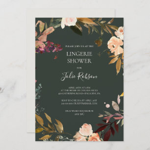 Invitation Floral Orange Bourgogne Douche Lingerie verte