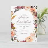 Invitation Floral Orange Bourgogne tout en un Mariage (Debout devant)