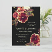 Invitation Floral orange brûlé sur Mariage chrétien noir (Debout devant)