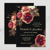 Invitation Floral orange brûlé sur Mariage chrétien noir (Devant / Derrière)